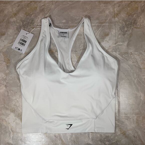 NWT Women’s Gymshark Body Fit Mesh Crop Tank – White, Size Large - Picture 1 of 6